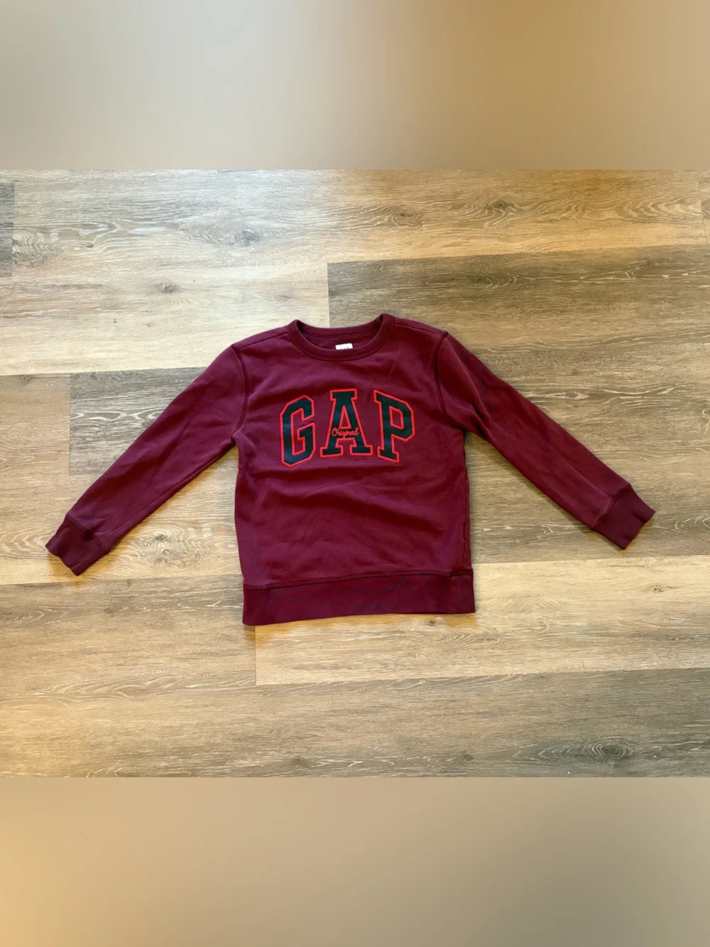 GAP Burgundy Sweatshirt with Navy-Trim Logo